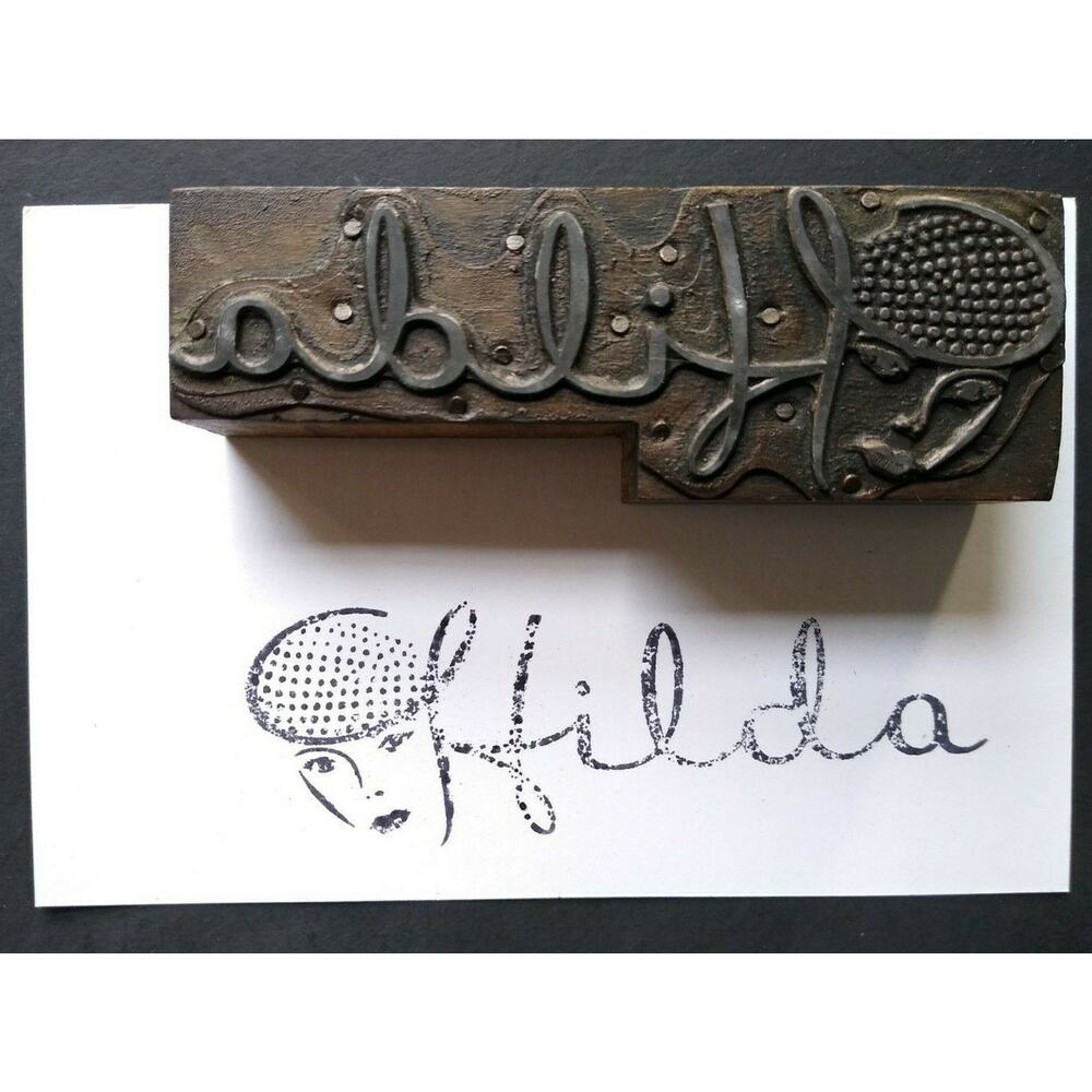 Hilda Printer Block Ink Stamp Letter Press Vintage Atlantic City Ladies Face - Picture 2 of 8